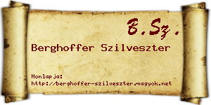 Berghoffer Szilveszter névjegykártya